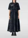Ganni Washed Denim Maxi Dress In Black