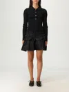 Ganni Black Flared Dress With Ribbed Details In Black