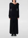 Ganni Interlock Jersey Crossover Ruched Long Dress Dresses Black In Black