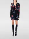 Ganni Graphic-print Gathered Minidress In 黑色
