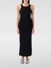 Ganni Soft Cotton Rib Tank Top Long Dress In Schwarz