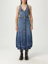 Ganni Blue Light Denim Belt Midi Dress