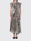 Ganni Long Dress Sequin Leo In Black