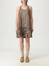 Ganni Leopard-print Ruffled Cotton Poplin Minidress In Brown