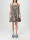 Ganni Leopard Print Mini Dress In Multicolor