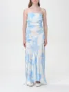 Ganni Ruched Asymmetric Printed Recycled-satin Midi Dress In Multicolor