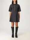 Ganni Mini Dress With Scalloped Buttons In Blue