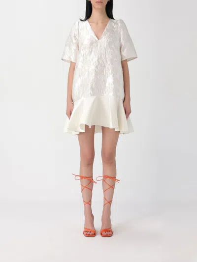 Ganni Mini Dress In Polyester And Polyamide In Neutral