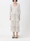 Ganni Woman Midi Dress Beige Size 2 Recycled Polyester In White