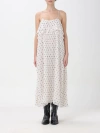 Ganni Gestuftes Midikleid Aus Bedrucktem Georgette In White