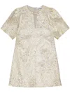 Ganni Metallic Cloque Mini Dress In Gold Silver