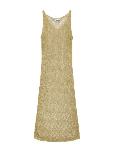 Ganni Dress In Metallic