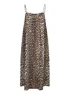 Ganni Leopard Print Cotton Midi Dress In Multi