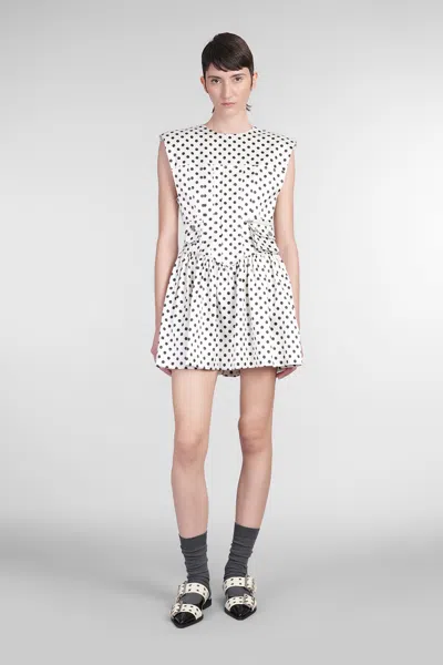 Ganni Dress In Beige Polyester In Ivory