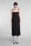 Ganni Shirred Organic Cotton-poplin Midi Dress In Black