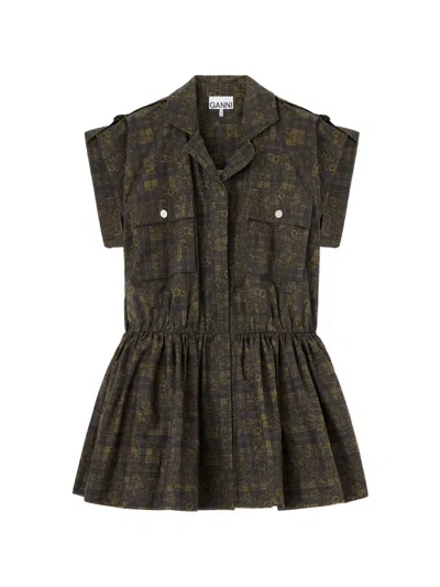 Ganni Kleid Mit Print In Brown