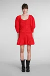 GANNI DRESS IN RED COTTON