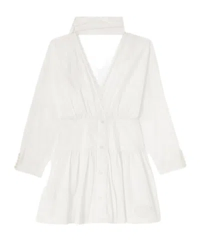 Ganni Lace-trim Wrap-style Mini Dress In White