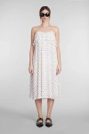 Ganni Gestuftes Midikleid Aus Bedrucktem Georgette In White