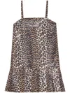 Ganni Leopard Print Mini Dress In Multicolor