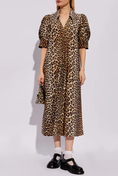 GANNI GANNI DRESS WITH ANIMAL MOTIF