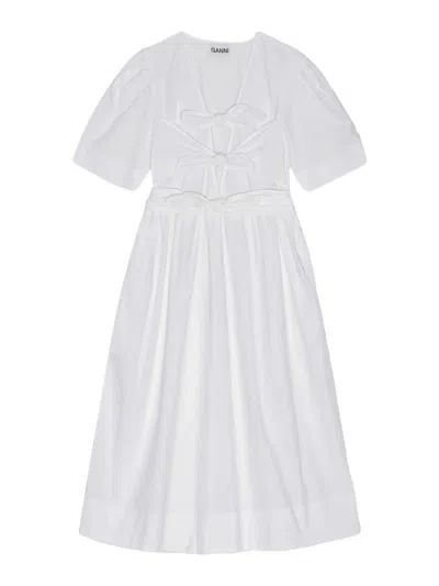 Ganni Dress With Bows In White