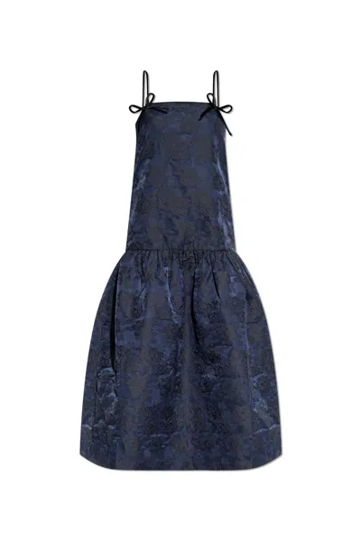 Ganni Dress With Floral Pattern In Blue