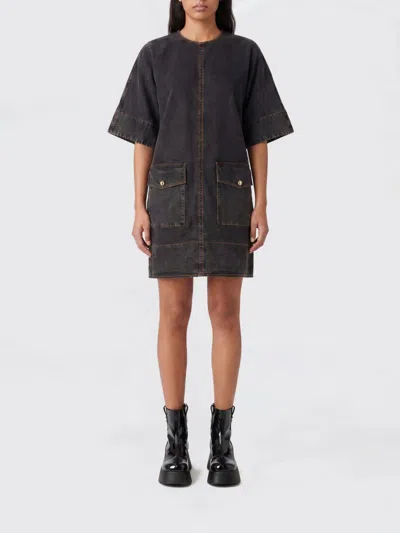 Ganni Dress Woman In Black