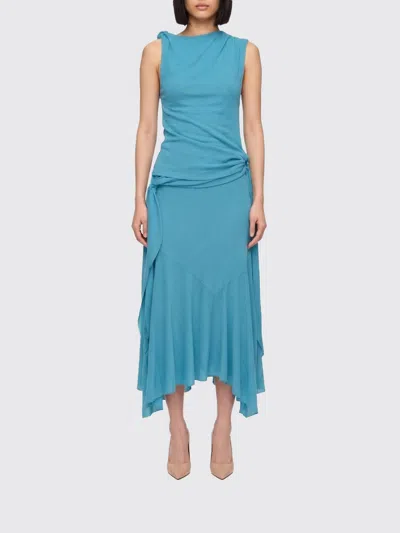 Ganni Asymmetric Recycled Jersey Dress In Blue