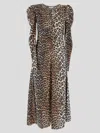 Ganni Leopard Print Midi Dress In Multi