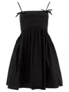 Ganni Black Sleeveless Dress With Spaghetti Straps And Bow Detail On The Rear
