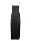 Ganni Crinkled Satin Midi Slip Dress In Black