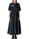 Ganni Washed Denim Maxi Dress In Black