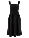 Ganni Black Cotton Poplin Midi Strap Smock Dress