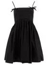 Ganni Black Sleeveless Dress With Spaghetti Straps And Bow Detail On The Rear In Black
