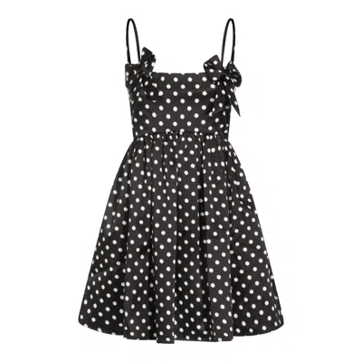 Ganni Multicolor Recycled Polyester Casual Dress In Black