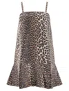 Ganni Dress With Animal Pattern In Brown