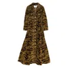 Ganni Tiger-pattern Button-up Maxi Dress In Multi