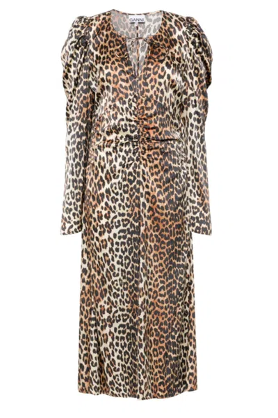 GANNI GANNI DRESSES BROWN