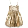 Ganni Wrinkled Mini Dress In Gold