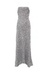 Ganni Sequin-embellished Maxi Dress In Argento Chiari E Naturali