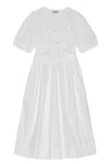 Ganni Knotted Midi Dress In White
