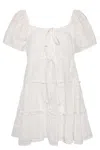 Ganni White Broderie Anglaise Layer Dress In Bianco Chiari E Naturali
