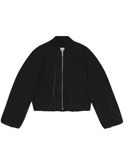 Ganni Women Overszied Short Bomber Jacket In Black