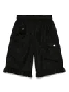 Ganni Flap Pocket Ruffle Hem Shorts In Black