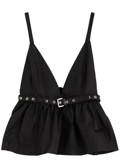 GANNI GANNI DUCHESSE BELTED NYLON TOP