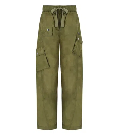GANNI GANNI DUCHESSE GREEN PANTS