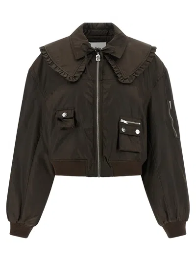 Ganni Duchesse Jacket In Brown