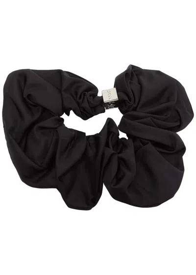 Ganni Duchesse Metal-embellished Nylon-blend Scrunchie In Black