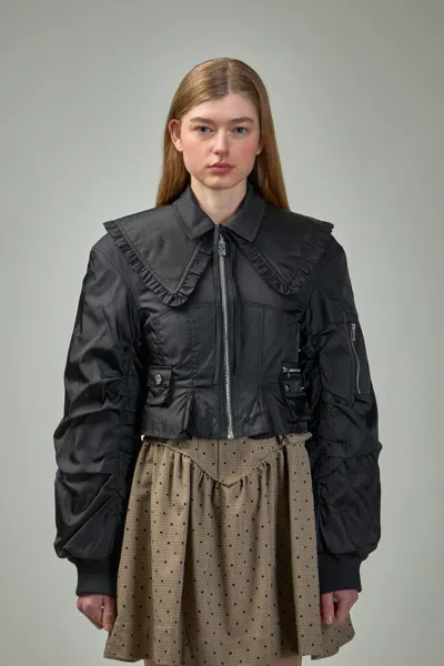 GANNI DUCHESSE NYLON FITTED JACKET